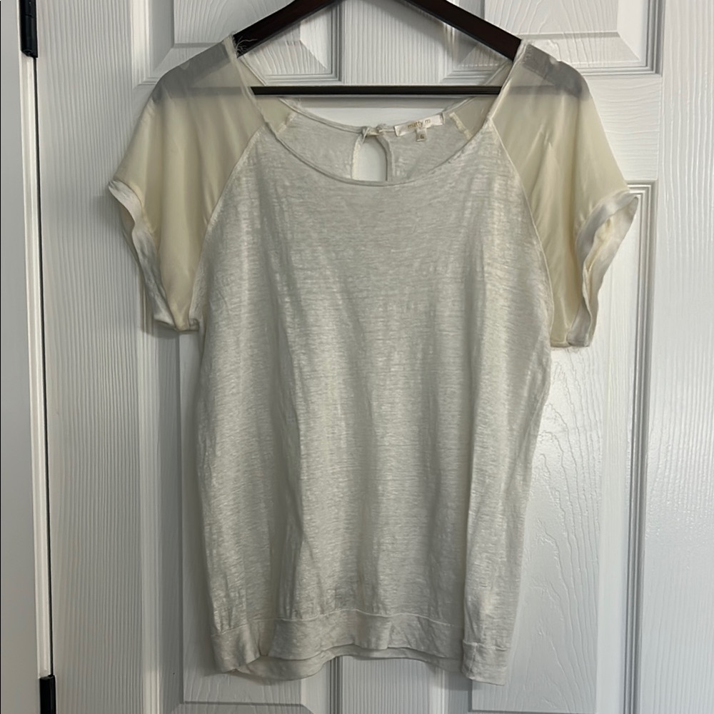 Matty M Cream Cut Out Short Sleeve Tee